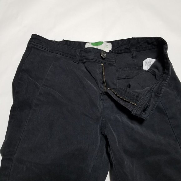 Anthropologie Black Mid Rise Skinny Ankle Pants w/ Button Cuffs - Picture 5 of 6